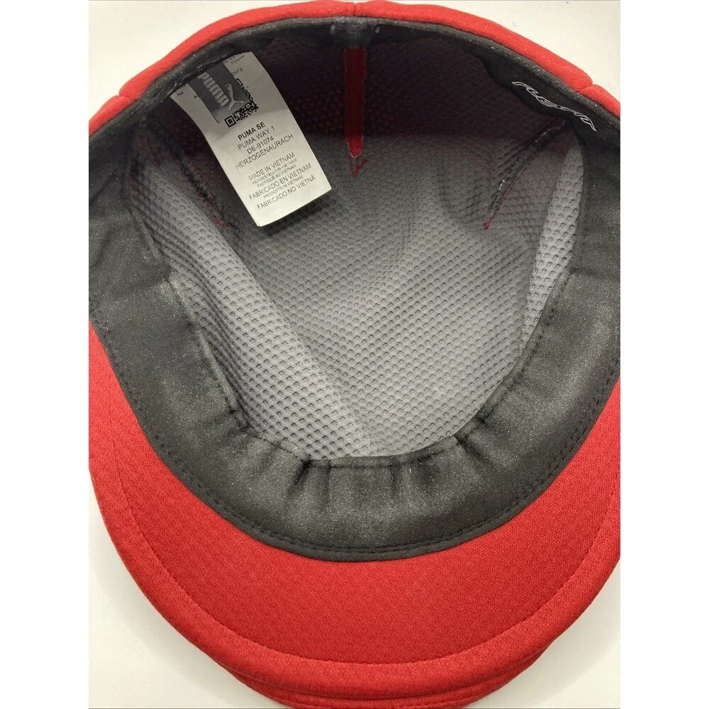 Men’s (L/XL) PUMA Red & White Tour Driver Flexfit Flat Cap